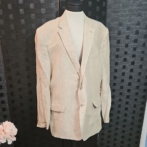 Joseph Abboud Joe Tan Linen Sports Coat Blazer Size 50L